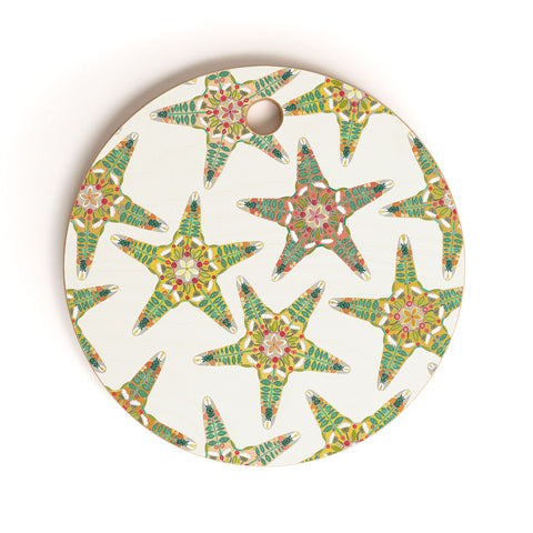 Sharon Turner starfish flowers off white Cutting Board Round