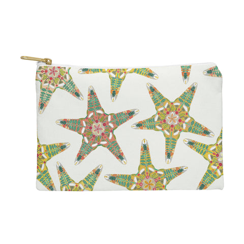 Sharon Turner starfish flowers off white Pouch