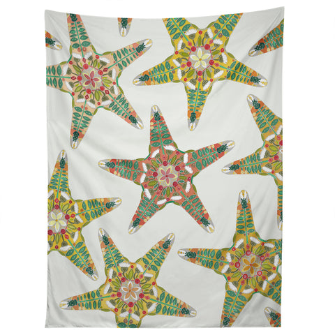Sharon Turner starfish flowers off white Tapestry