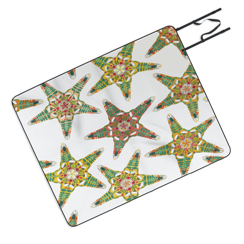 Sharon Turner starfish flowers off white Picnic Blanket