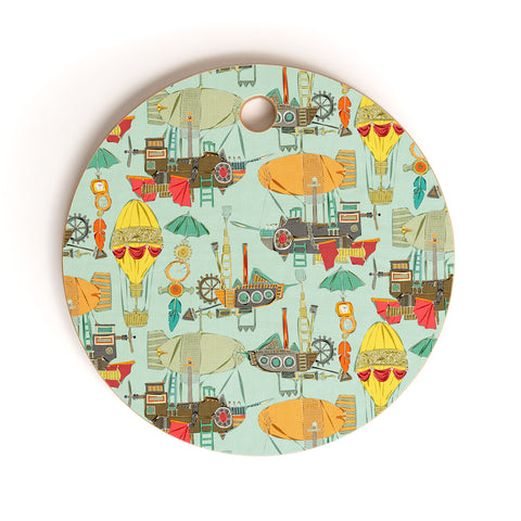 Sharon Turner steampunk sky Cutting Board Round