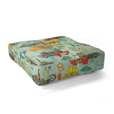 Sharon Turner steampunk sky Floor Pillow Square
