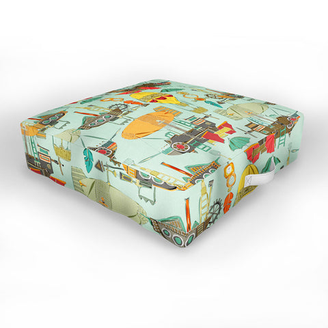 Sharon Turner steampunk sky Outdoor Floor Cushion