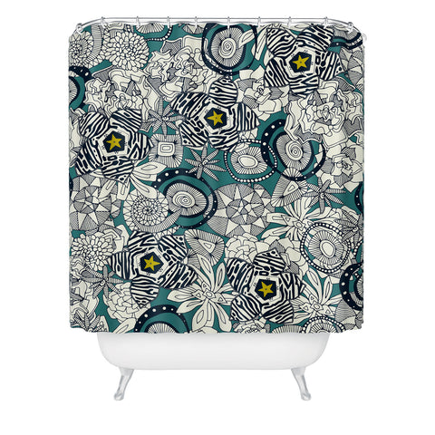 Sharon Turner succulent star Shower Curtain