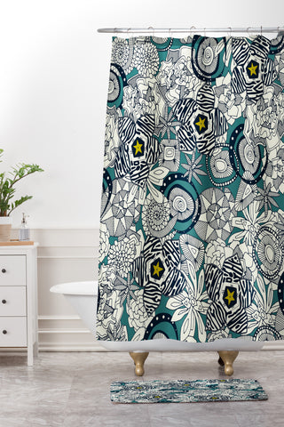 Sharon Turner succulent star Shower Curtain And Mat