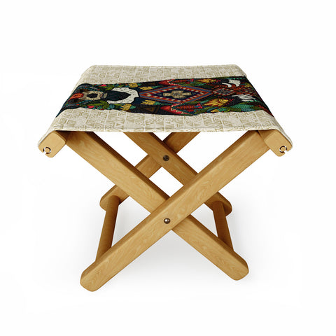 Sharon Turner sun bear geo almond Folding Stool