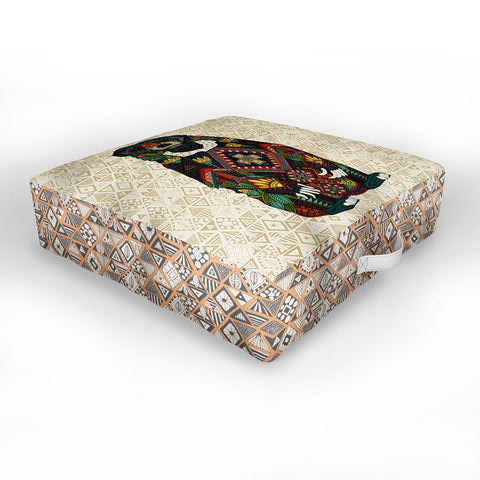 Sharon Turner sun bear geo almond Outdoor Floor Cushion
