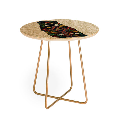 Sharon Turner sun bear geo almond Round Side Table