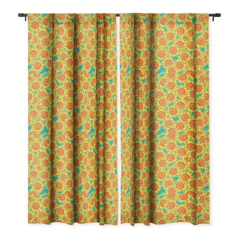Sharon Turner Sunflower Field Blackout Window Curtain