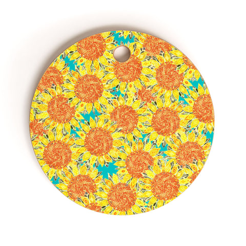 Sharon Turner Sunflower Field Cutting Board Round