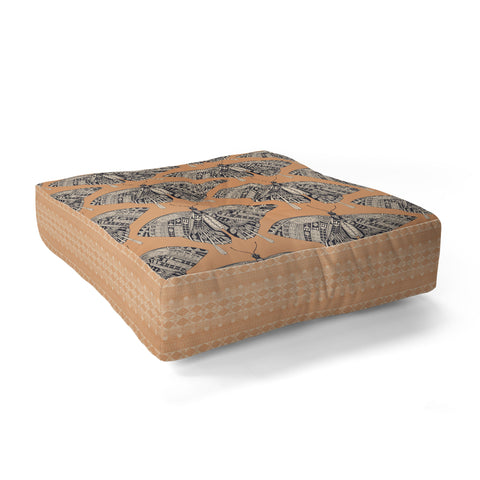 Sharon Turner swallowtail butterfly peach basalt Floor Pillow Square