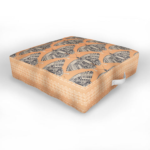 Sharon Turner swallowtail butterfly peach basalt Outdoor Floor Cushion