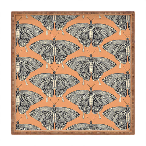 Sharon Turner swallowtail butterfly peach basalt Square Tray