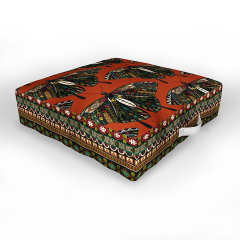 Sharon Turner swallowtail butterfly terracotta Outdoor Floor Cushion