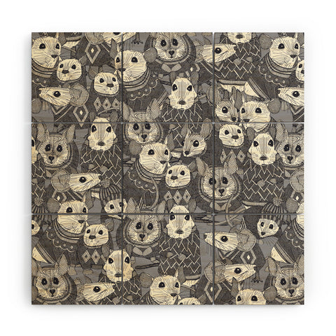 Sharon Turner sweater mice Wood Wall Mural