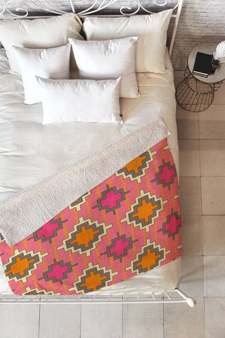 Sharon Turner Tangerine Kilim Fleece Throw Blanket