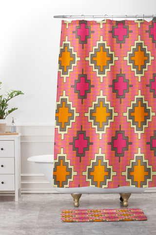 Sharon Turner Tangerine Kilim Shower Curtain And Mat