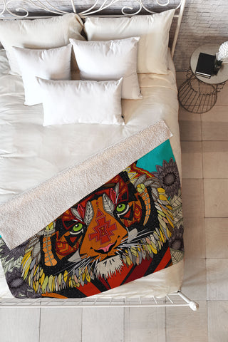 Sharon Turner Tiger Chief Fleece Throw Blanket