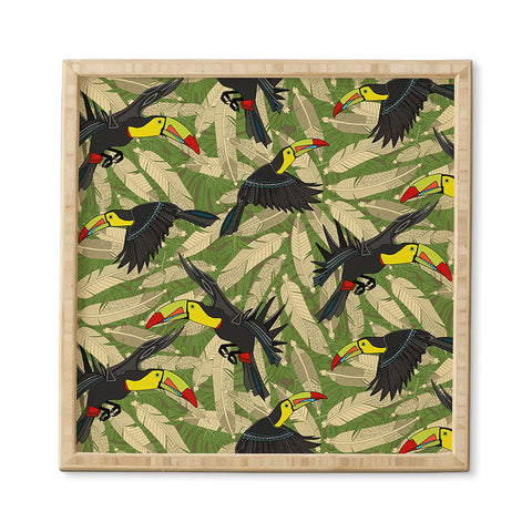 Sharon Turner toucan feather jungle Framed Wall Art