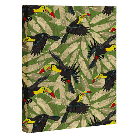 Sharon Turner toucan feather jungle Art Canvas