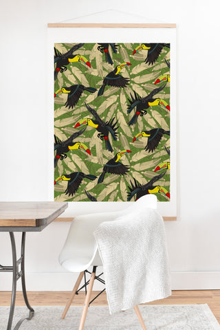 Sharon Turner toucan feather jungle Art Print And Hanger