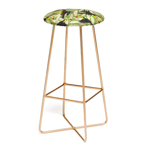 Sharon Turner toucan feather jungle Bar Stool