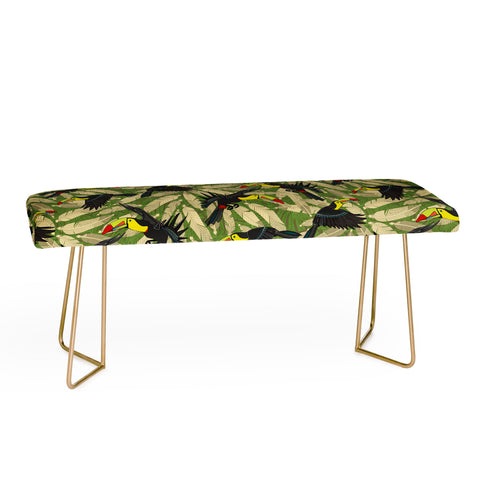 Sharon Turner toucan feather jungle Bench