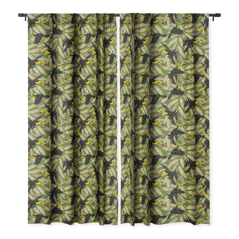 Sharon Turner toucan feather jungle Blackout Window Curtain