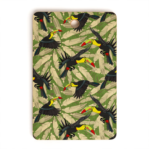 Sharon Turner toucan feather jungle Cutting Board Rectangle
