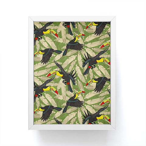 Sharon Turner toucan feather jungle Framed Mini Art Print