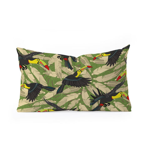 Sharon Turner toucan feather jungle Oblong Throw Pillow