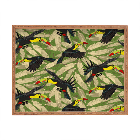 Sharon Turner toucan feather jungle Rectangular Tray