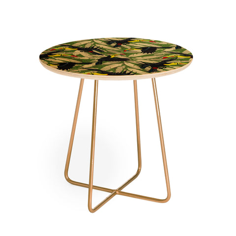 Sharon Turner toucan feather jungle Round Side Table