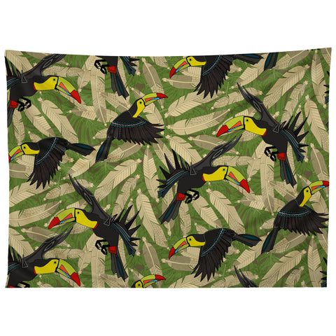 Sharon Turner toucan feather jungle Tapestry