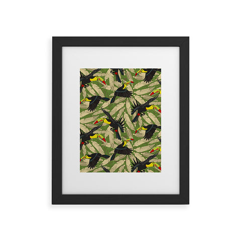 Sharon Turner toucan feather jungle Framed Art Print