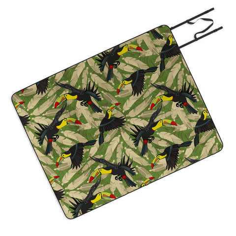 Sharon Turner toucan feather jungle Picnic Blanket