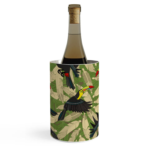 Sharon Turner toucan feather jungle Wine Chiller