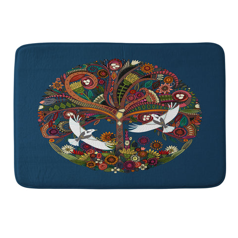 Sharon Turner tree of life blue Memory Foam Bath Mat