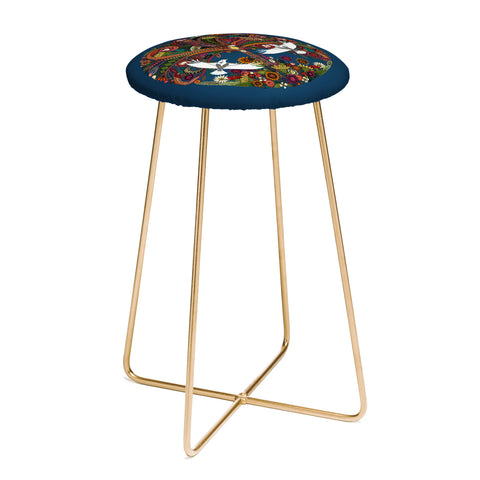 Sharon Turner tree of life blue Counter Stool