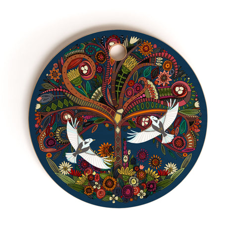 Sharon Turner tree of life blue Cutting Board Round