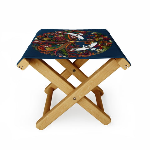 Sharon Turner tree of life blue Folding Stool