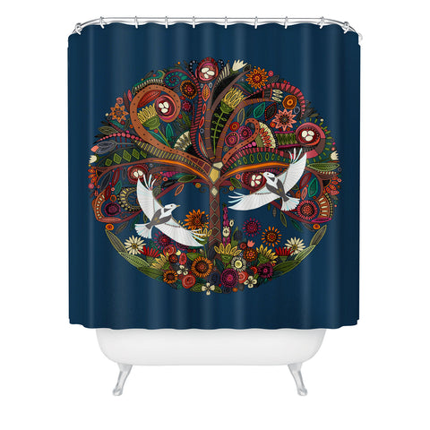 Sharon Turner tree of life blue Shower Curtain