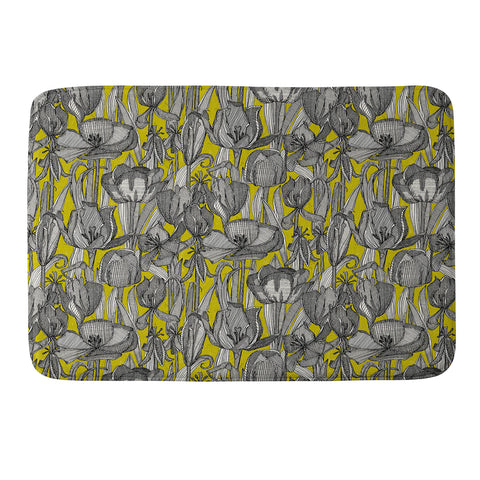 Sharon Turner tulip decay chartreuse Memory Foam Bath Mat