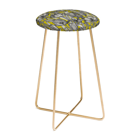 Sharon Turner tulip decay chartreuse Counter Stool