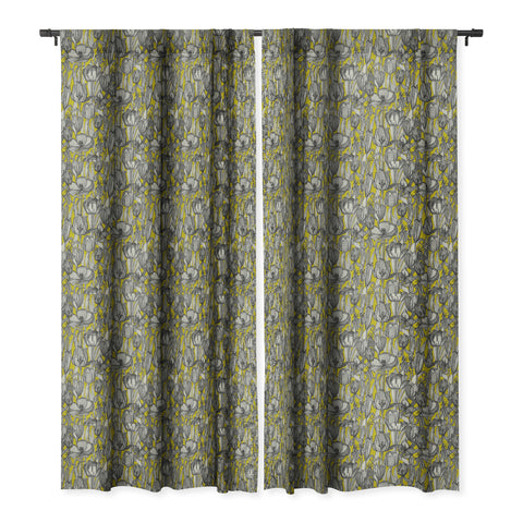Sharon Turner tulip decay chartreuse Blackout Window Curtain