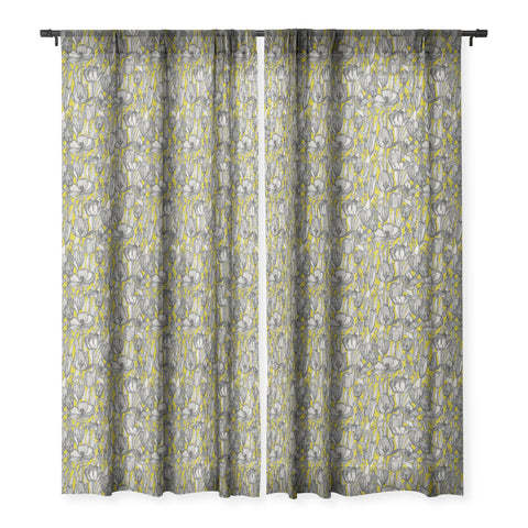 Sharon Turner tulip decay chartreuse Sheer Window Curtain