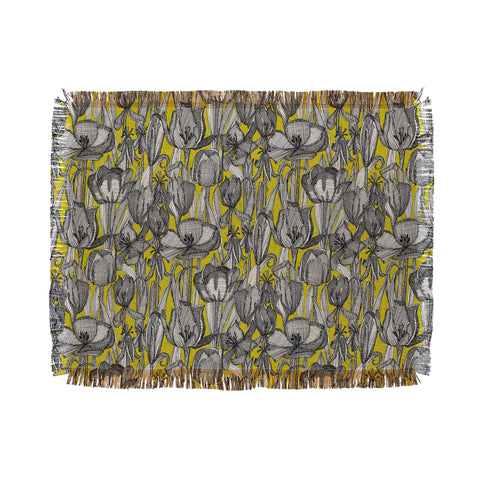 Sharon Turner tulip decay chartreuse Throw Blanket