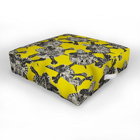 Sharon Turner turtle party citron Outdoor Floor Cushion