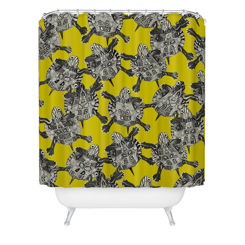 Sharon Turner turtle party citron Shower Curtain