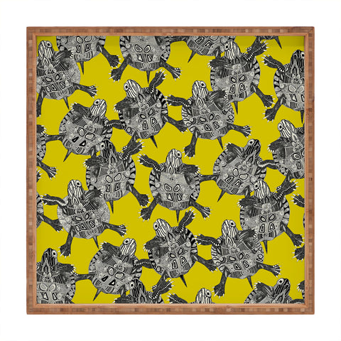 Sharon Turner turtle party citron Square Tray